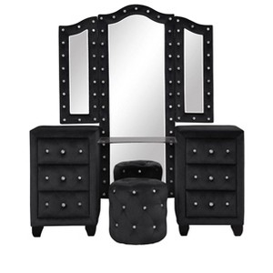 PAGED Makeup Vanity Modern Style Crystal Tufted Upholstery Dressing Table with Stool for Dressing Room - 1 of 4