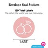 Big Dot of Happiness Pink Wedding Envelope Seal Stickers, Round Circle Stickers to Seal Cards, Announcement Envelope Seals - 120 Count - 3 of 4