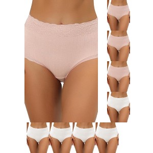 INSPIRE CHIC Women's High Waist Tummy Control Comfortable Lace Trim Ribbed Briefs 9 Packs - 1 of 4