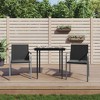 vidaXL 3 Piece Patio Dining Set with Cushions - Outdoor Poly Rattan and Steel Furniture for Garden, Patio, and Living Space - Black - 2 of 4
