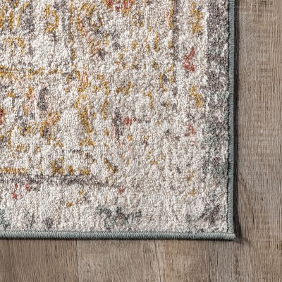 Beige Medallion Rectangular Easy Care Synthetic Rug