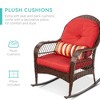 Best Choice Products Outdoor Wicker Rocking Chair for Patio, Porch w/ Steel Frame, Weather-Resistant Cushions - Red - 4 of 4