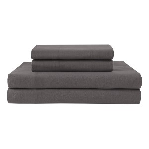 Winter Nights Cotton Flannel Sheet Set (Twin) Solid Gray - Elite Home