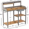 PAGED Outdoor Potting Bench, Wooden Workstation Table with Cabinet for Backyard Garden Supplies, Brown - 3 of 4