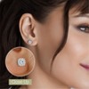 Gilded Lab-Grown Diamond Sterling Silver & 14KT Yellow Gold-Plated Silver Stud Earrings for Women, Cushion Halo Shaped, 1/4, 1/2, 1 Carat Total Weight - 3 of 4