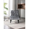 Okak Modern Armless Velvet Accent Chair, Upholstered Fabric Button Comfortable Chair with Wooden Legs - 2 of 4