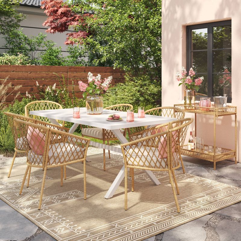Seabury Steel 6 Person Rectangle Patio Dining Table, Outdoor Furniture - White - Threshold&#8482;, 3 of 7