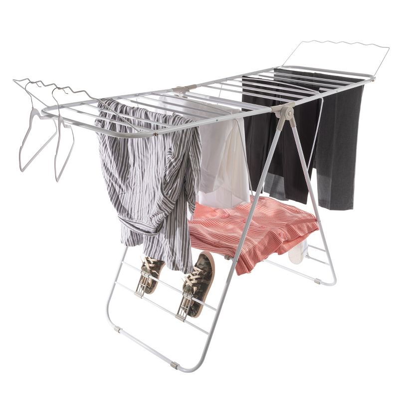 Clothes Drying Rack - Indoor/Outdoor Portable Laundry Rack for Clothing, Towels, Shoes and More - Collapsible Clothes Stand by Everyday Home (White), 1 of 13