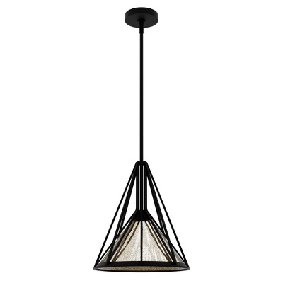 Rafner Iron with Mercury Glass Medium Pendant Ceiling Light Natural Black - Hunter Fan