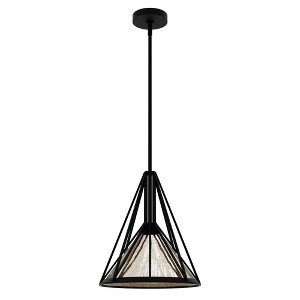 Rafner Iron with Mercury Glass Medium Pendant Ceiling Light Natural Black - Hunter Fan - 1 of 4