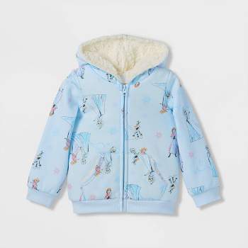 Toddler Girls' Frozen Faux Shearling Hooded Zip-Up Sweatshirt