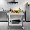 Heavy Duty Stainless Steel Work Table, Adjustable Height Utility Table for Home, Garage, and Restaurant Use - 2 of 4