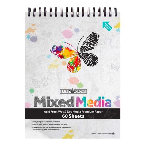 Brite Crown Mixed Media Sketch Pad Sketch Book, 60 Sheets