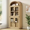 Coolmee Arched Bookshelf with Doors and Drawers, Farmhouse Display Storage Shelves, 71.4in Tall Wooden Display Cabinet Rounded Bookcases - 4 of 4