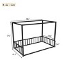 1Pc Floor Bed Frame, Black Metal Low Profile House-Style Design with Guardrails, Mosquito Net Ready - Baofuwish - 4 of 4