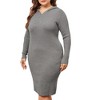Agnes Orinda Women's Plus Size  V Neck Long Sleeve Knit Midi Pullover Hooded Sweater Dresses - 2 of 4