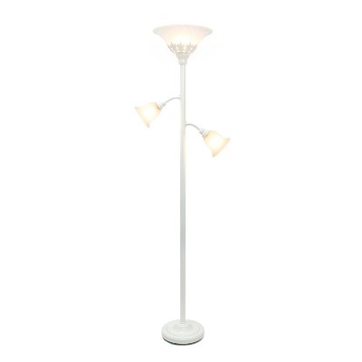 Elegant White Torchiere Floor Lamp with Adjustable Reading Lights