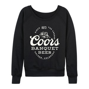 Women's - Coors - Banquet Beer Lightweight French Terry Wide Neck Long Sleeve Graphic Shirt - 1 of 4