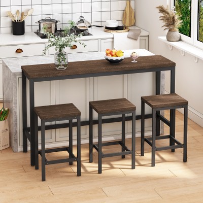 Anybear Kitchen Dining Table,Pub Table,Long Dining Table Set with 3 Stools