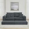 Modular Corduroy L-Shape Sectional Sofa with Removable Ottoman and Deep Seat Sleeper Couch - 2 of 4