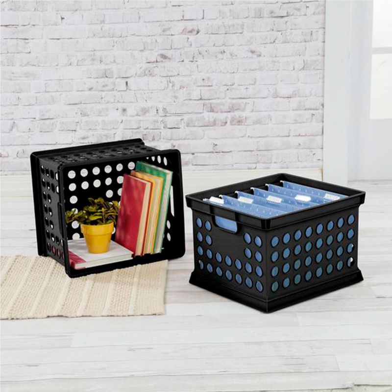 Sterilite Stackable Plastic Storage Crate Bin Organizer File Box with Handles for Home, Office, Dorm, Garage, or Utility Organization, Black, 4 of 7