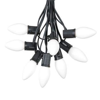Novelty Lights 25 Feet C9 Ceramic Christmas String Light Set, Ceramic Vintage Holiday Hanging Light Set, Black Wire
