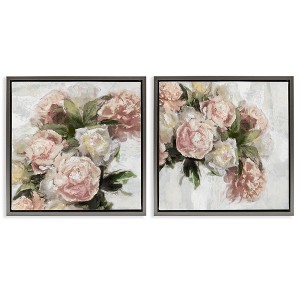Stupell Industries Traditional Peony Blossoms Arrangement 2pc Floating Frame Art Set - 1 of 4