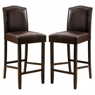 Vynxaria Dark Brown Barstools Set of 2 Dining Chair