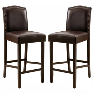 Vynxaria Dark Brown Barstools Set of 2 Dining Chair - 1 of 4