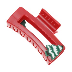 Unique Bargains Christmas Hair Clips Square Fishbone Pine for Christmas 3.35"x1.77"x1.57" Red 1 Pc - 1 of 4
