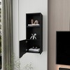 GlasFlength Decorative Storage Cabinets Accent Storage Cabinet Pima Wall Cabinet Wall Storage Shelf With 1 Door for Room, Black, 13.4"*16.1"*43.3" - 2 of 4