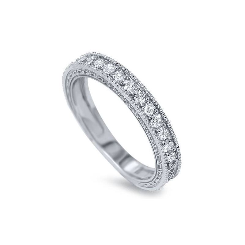 Pompeii3 1/2Ct Diamond Wedding Vintage Ring Anniversary Stackable Band 14k White Gold, 3 of 6