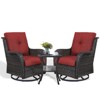 Belord 3PCS Patio Furniture Set with Swivel Chairs, All Weather Brown Wicker Bistro Set Outdoor Swivel Rocker Set of 2 with Side Table - 3 of 4