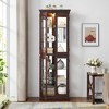 Vynxaria Cherry/Light Oak/Antique white Decorative Glass Storage Cabinet with Adjustable Shelves - 4 of 4