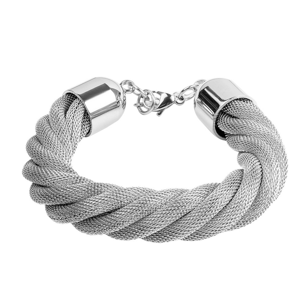 Photos - Bracelet West Coast Jewelry Stainless Steel Twisted Mesh  silver