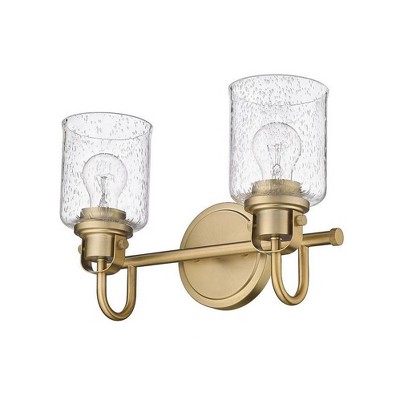 Heirloom Gold 2-Light Vanity with Clear Seeded Glass Shade