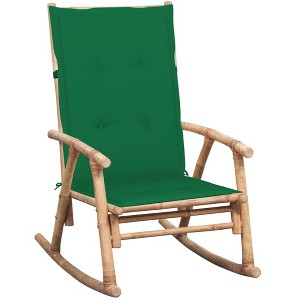 vidaXL Rocking Chair with Cushion Rocking Armchair Outdoor Garden Patio Terrance Backyard Chair Seating Sun Lounger Furniture Bamboo - 1 of 4