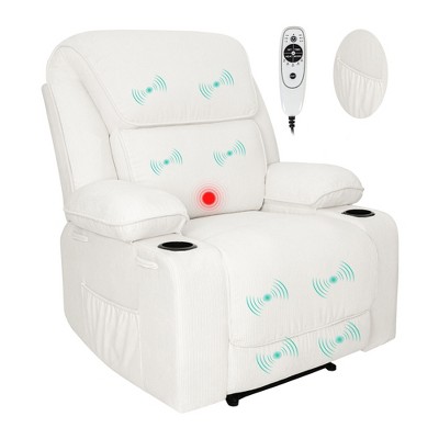 Electric Power Recliners with Massage and Heat Adjustable Faux Leather Armchair with Cup Stand, Ideal for Living Room, Office, Bedroom