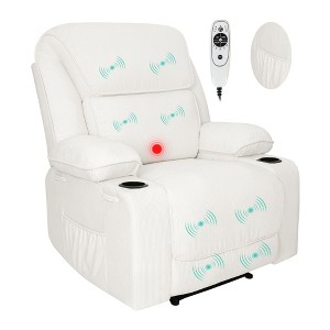 Electric Power Recliners with Massage and Heat Adjustable Faux Leather Armchair with Cup Stand, Ideal for Living Room, Office, Bedroom - 1 of 4