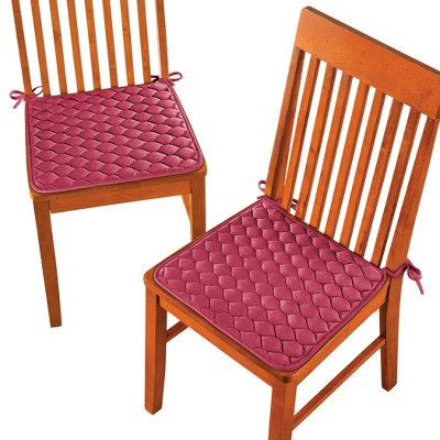 Collections Etc Solid Color Quilted Chair Pads - Set of 2