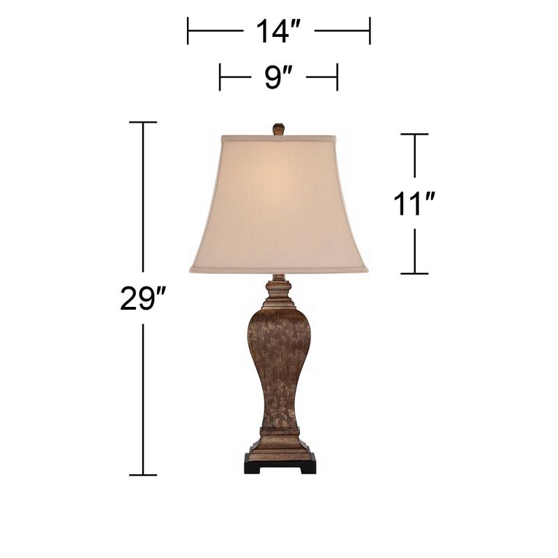 Regency Hill Edgar Traditional Table Lamp 29" Tall Bronze with Table Top Dimmer Geneva Taupe Rectangular Shade for Bedroom Living Room Bedside Office, 4 of 6
