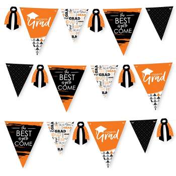 Big Dot of Happiness 30 Piece Orange Graduation Party Pennant Triangle Banner