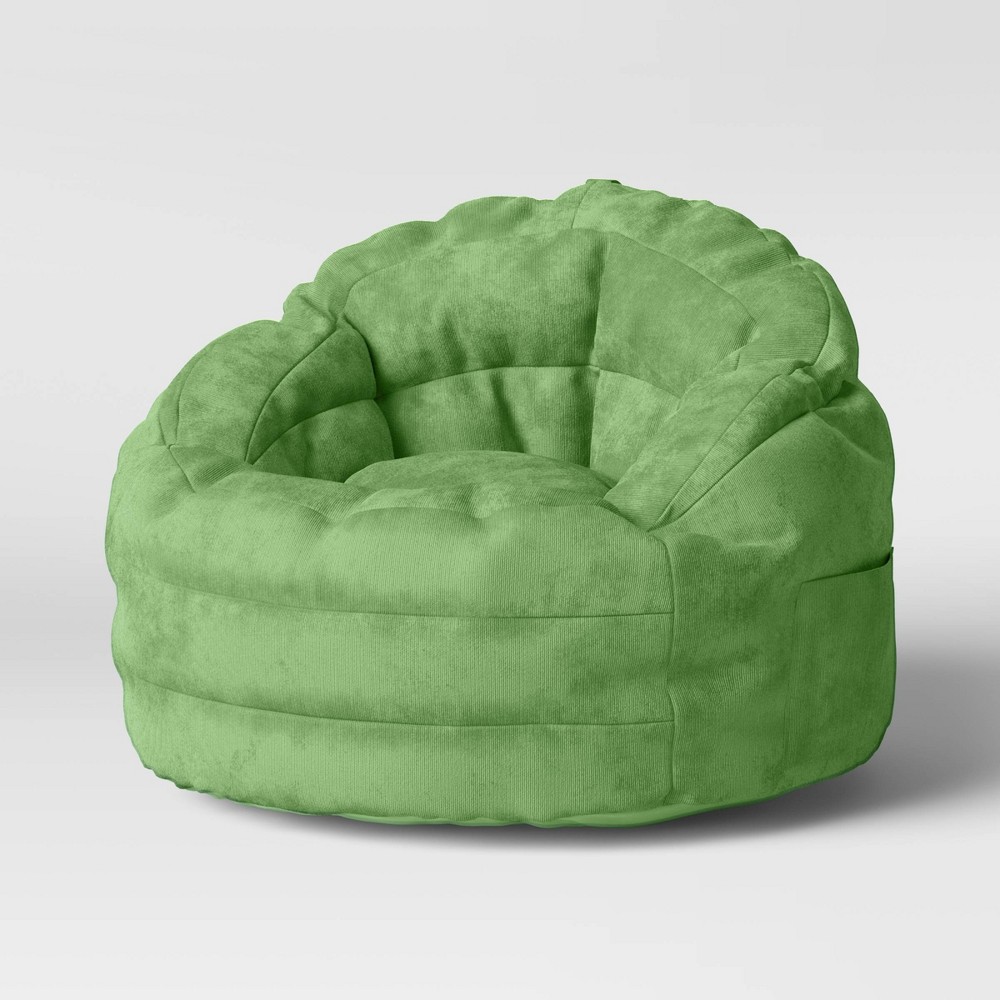 Settle In Kids' Bean Bag Chair Green - Pillowfort™: Toddler Seat, Indoor Use, Polystyrene Beads, Handle & Pocket
