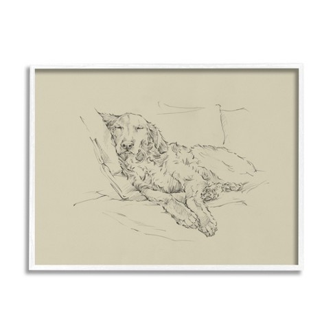 Stupell Resting Labrador Dog Pencil Sketch White Framed Giclee, 24 X 30 ...