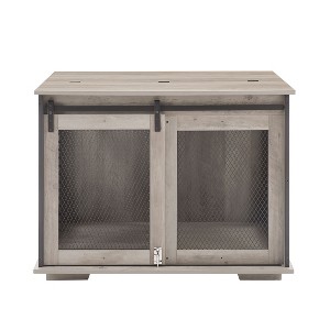 NicBex 37Inch Dog Crate Farmhouse Decorative Dog House Dog Cage with Flip-Up Top and Internal Dividers,Sliding Barn Door,Indoor Use,Gray - 1 of 3