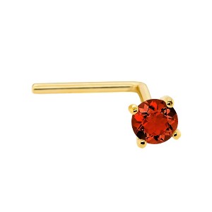 Jewelry Avalanche 22G 14K Gold L-shape Nose Stud with Garnet Gemstone - 1 of 2