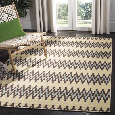 Light Blue and Green Geometric Outdoor Area Rug