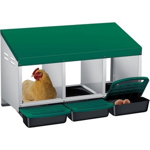 Zinc Alloy Chicken Nesting Box, 3/4 Hole Roll Away Egg Laying Box w/ Removable Tray, Wall Mount or Freestanding - 1 of 4