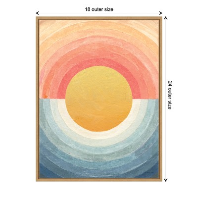 Retro Vibes Abstract Sun Framed Canvas Wall Art 18 x 24 Inches