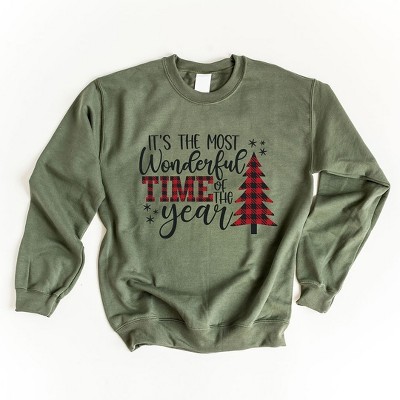 Simply Sage Market Women's Graphic Sweatshirt It's The Most Wonderful Time of The Year Plaid